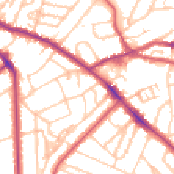 Daytime road noise heatmap for NW3 5AB