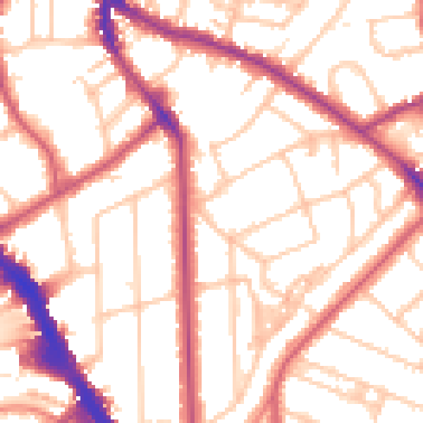 Daytime road noise heatmap for NW3 5BS