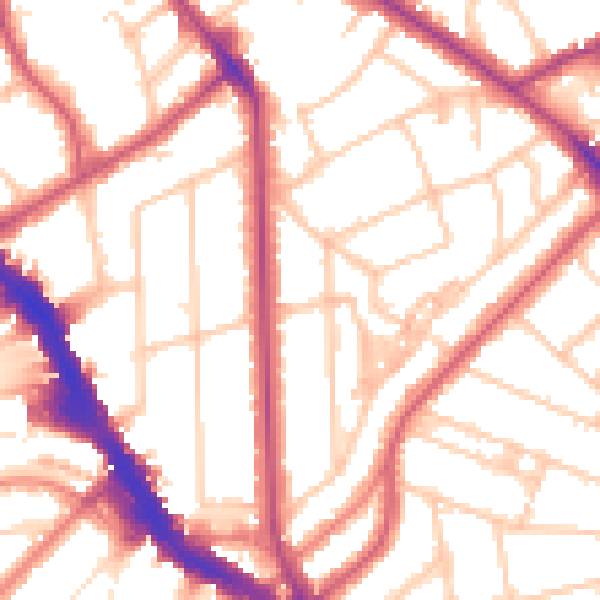Daytime road noise heatmap for NW3 5BX
