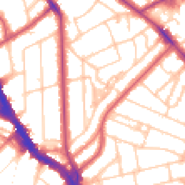 Daytime road noise heatmap for NW3 5DB