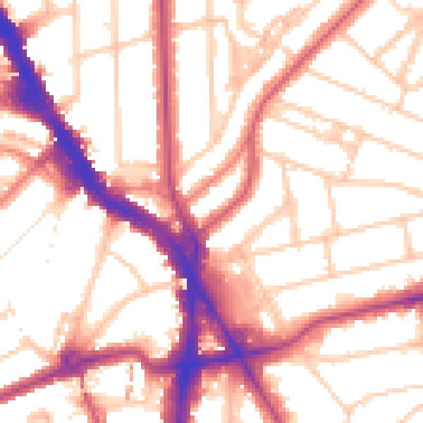 Daytime road noise heatmap for NW3 5DU