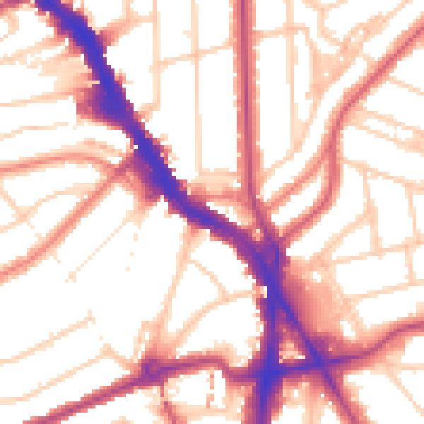 Daytime road noise heatmap for NW3 5EX