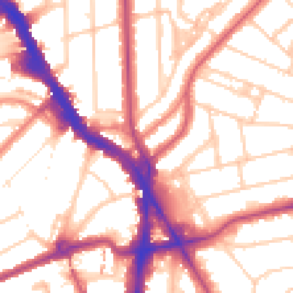 Daytime road noise heatmap for NW3 5LL