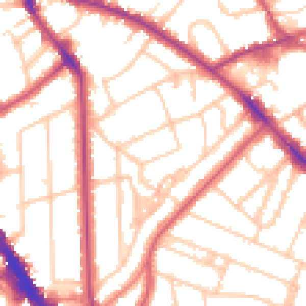 Daytime road noise heatmap for NW3 5NS
