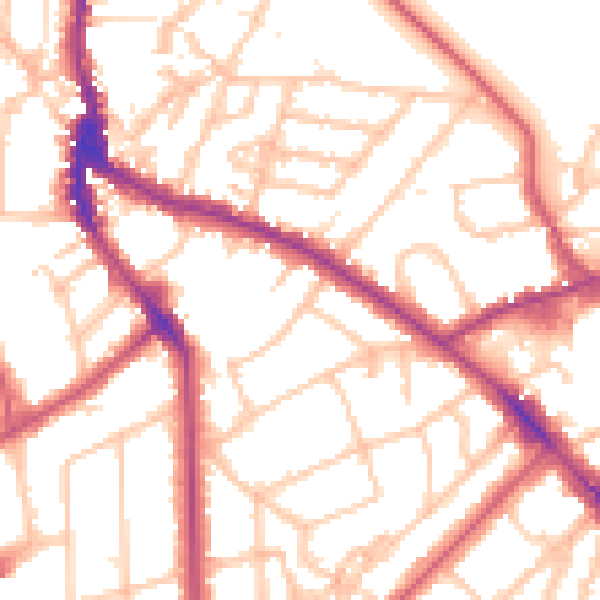 Daytime road noise heatmap for NW3 5PJ