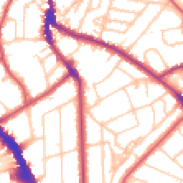 Daytime road noise heatmap for NW3 5QA