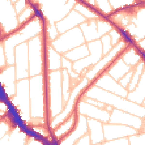 Daytime road noise heatmap for NW3 5QY