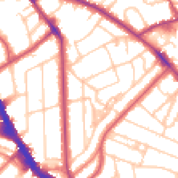 Daytime road noise heatmap for NW3 5RB