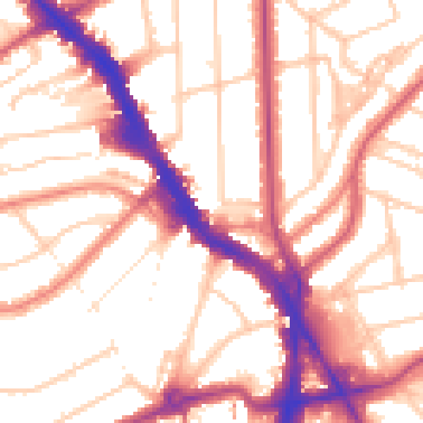 Daytime road noise heatmap for NW3 5SQ