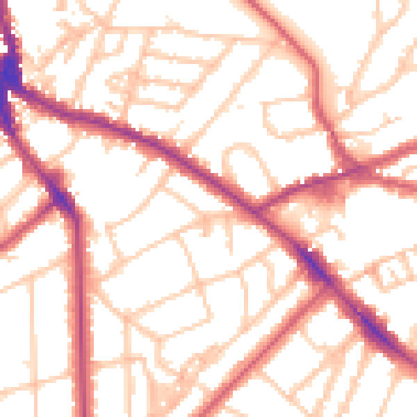Daytime road noise heatmap for NW3 5TB