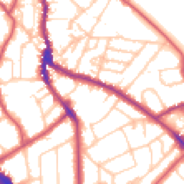 Daytime road noise heatmap for NW3 5UN