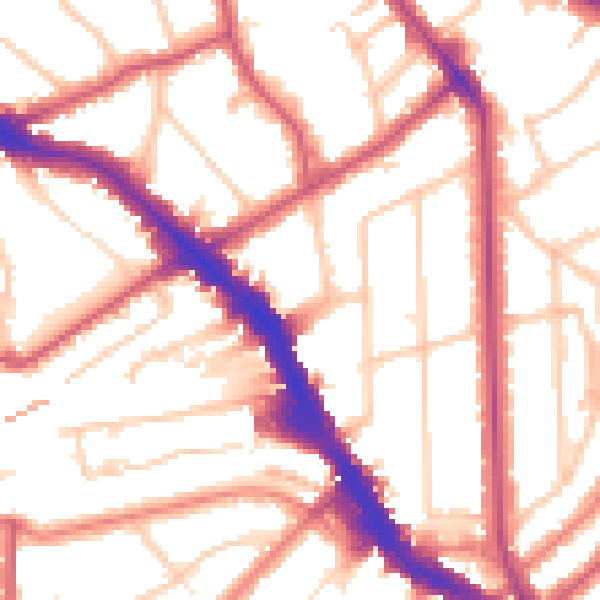 Daytime road noise heatmap for NW3 6AL