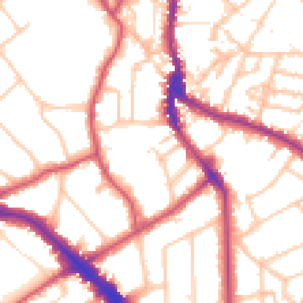 Daytime road noise heatmap for NW3 6BE