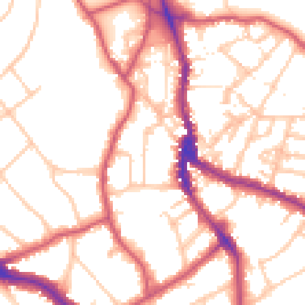 Daytime road noise heatmap for NW3 6QX