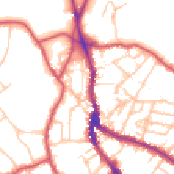 Daytime road noise heatmap for NW3 6SZ