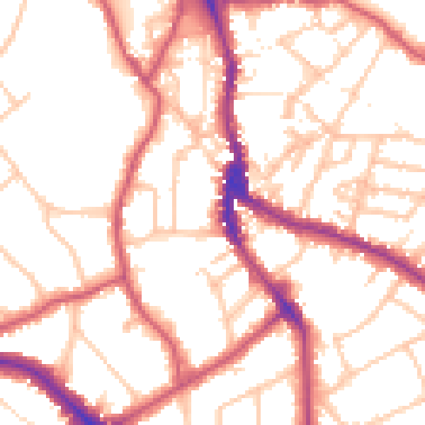 Daytime road noise heatmap for NW3 6UJ
