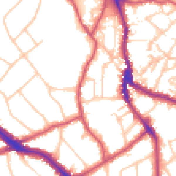Daytime road noise heatmap for NW3 6UY