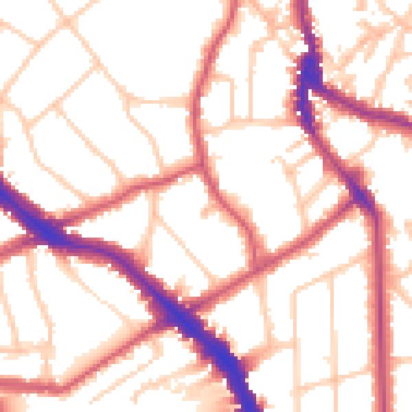 Daytime road noise heatmap for NW3 6YB