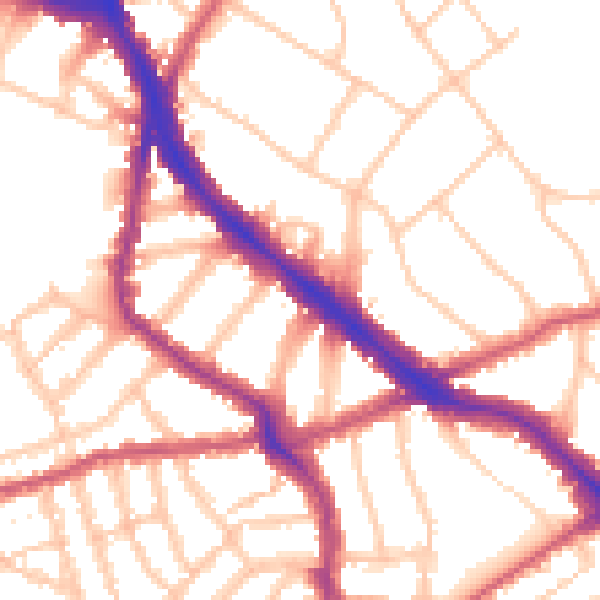 Daytime road noise heatmap for NW3 7BB