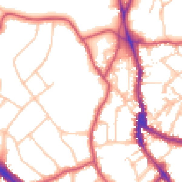 Daytime road noise heatmap for NW3 7LR