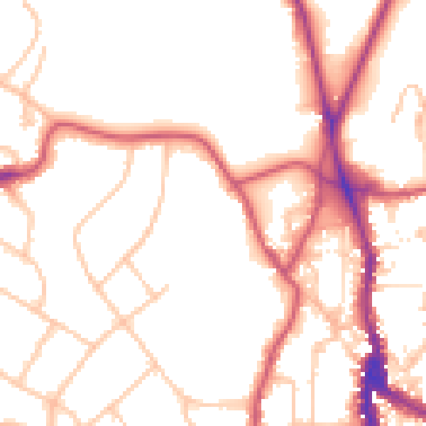 Daytime road noise heatmap for NW3 7ND