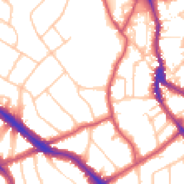 Daytime road noise heatmap for NW3 7QX