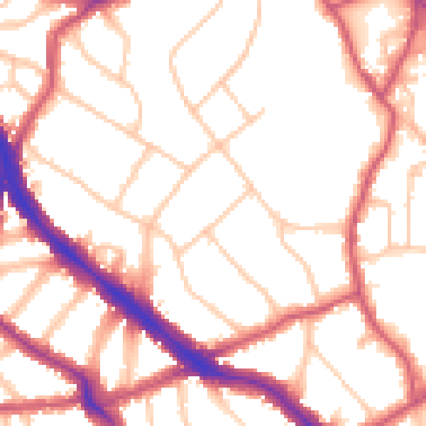 Daytime road noise heatmap for NW3 7RE