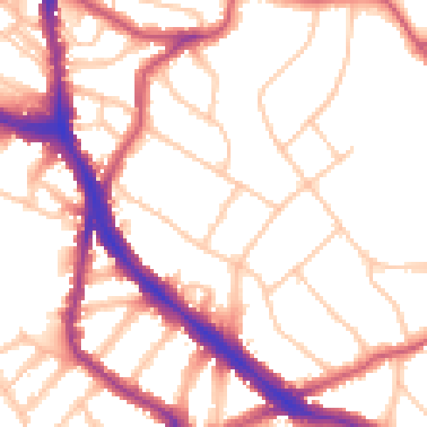 Daytime road noise heatmap for NW3 7SS