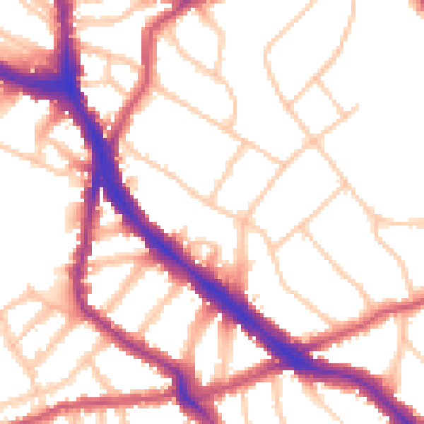 Daytime road noise heatmap for NW3 7SX