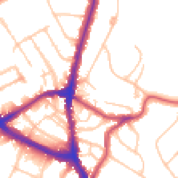 Daytime road noise heatmap for NW3 7TR