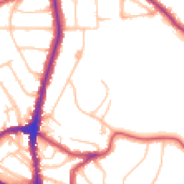 Daytime road noise heatmap for NW3 7UH