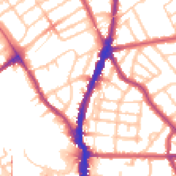 Daytime road noise heatmap for NW5 1AG