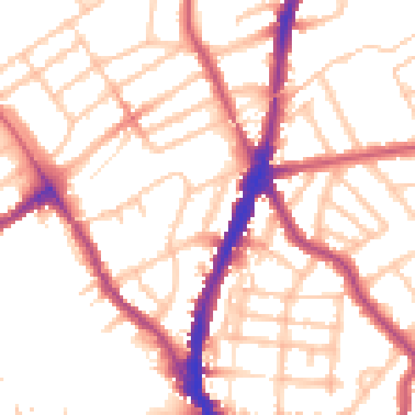 Daytime road noise heatmap for NW5 1AH