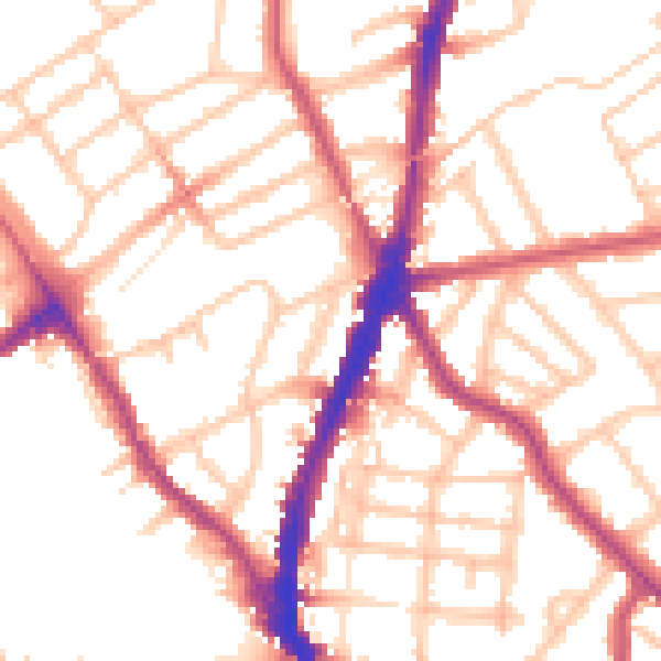 Daytime road noise heatmap for NW5 1AJ