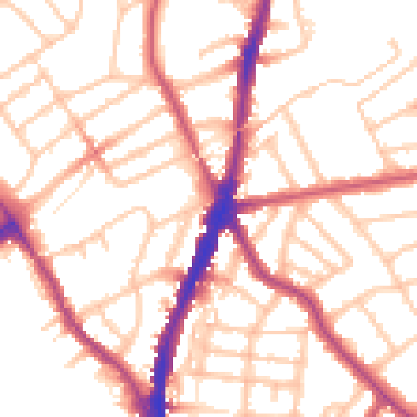 Daytime road noise heatmap for NW5 1AL