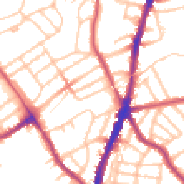 Daytime road noise heatmap for NW5 1AN