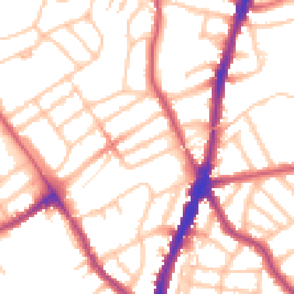 Daytime road noise heatmap for NW5 1AP