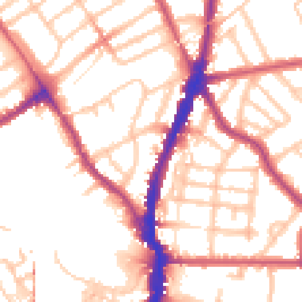Daytime road noise heatmap for NW5 1BD