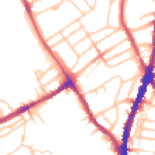 Daytime road noise heatmap for NW5 1BE