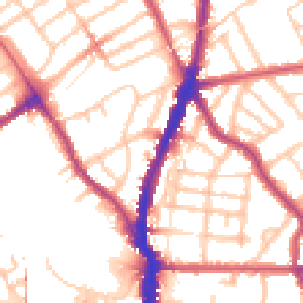 Daytime road noise heatmap for NW5 1BG