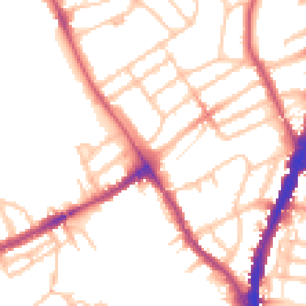 Daytime road noise heatmap for NW5 1BH