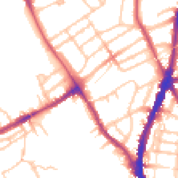 Daytime road noise heatmap for NW5 1BN
