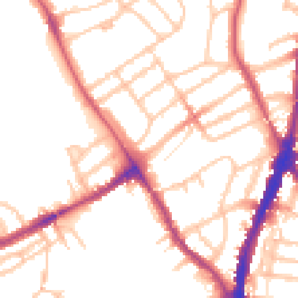 Daytime road noise heatmap for NW5 1BT