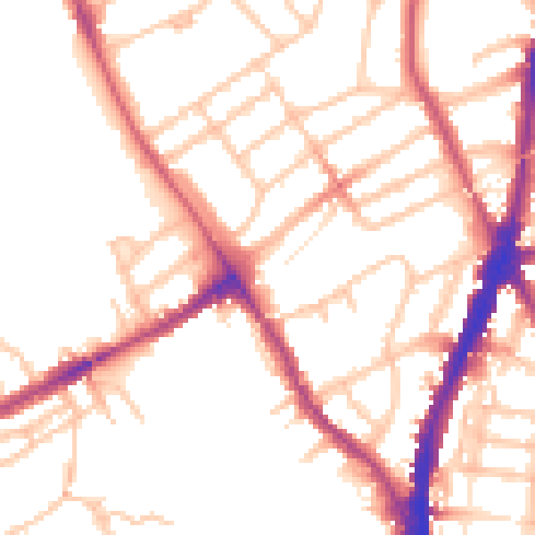 Daytime road noise heatmap for NW5 1BU