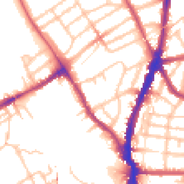 Daytime road noise heatmap for NW5 1BW