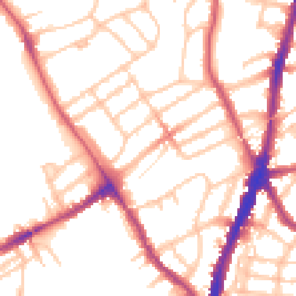 Daytime road noise heatmap for NW5 1BX