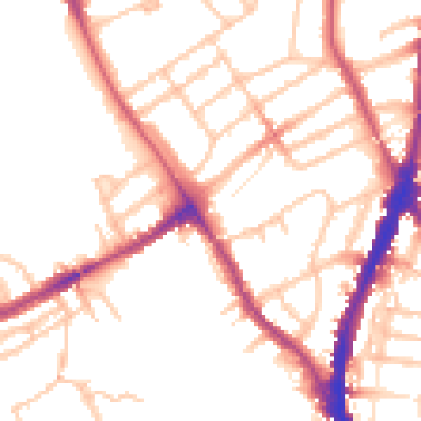 Daytime road noise heatmap for NW5 1BZ