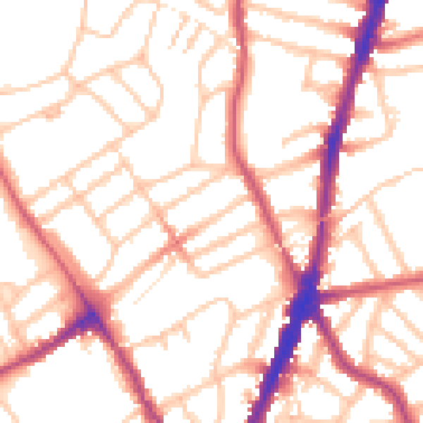 Daytime road noise heatmap for NW5 1DA