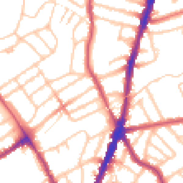 Daytime road noise heatmap for NW5 1DD