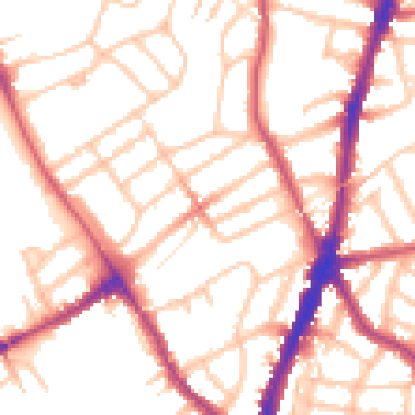 Daytime road noise heatmap for NW5 1DE
